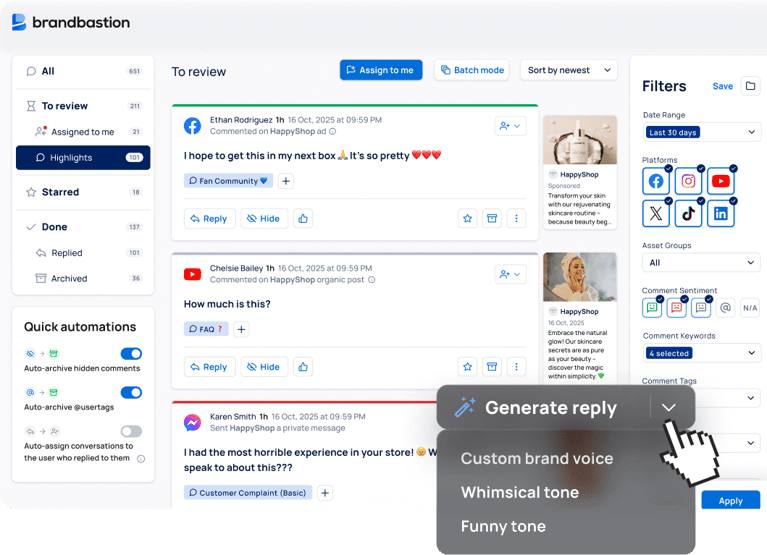 Social Media Inbox Management | Social Inbox Tool | BrandBastion